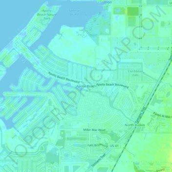 Topografische Karte Apollo Beach, Höhe, Relief