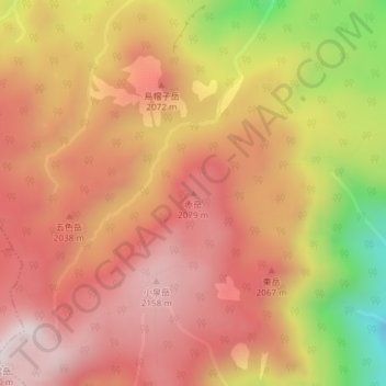 Topografische Karte Mt. Aka, Höhe, Relief