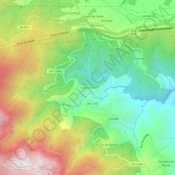 Topografische Karte Cotorinho, Höhe, Relief