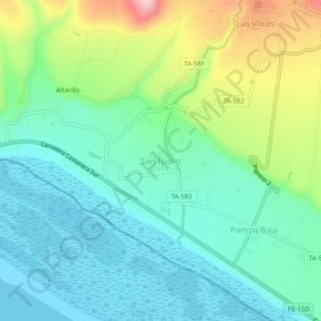 Topografische Karte San Isidro, Höhe, Relief