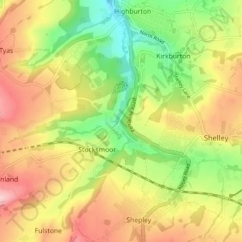 Topografische Karte Thunderbridge, Höhe, Relief