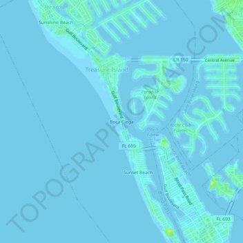 Topografische Karte Boca Ciega, Höhe, Relief