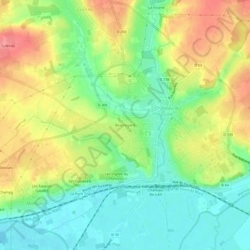 Topografische Karte Beauregard, Höhe, Relief