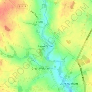 Topografische Karte Howe Street, Höhe, Relief