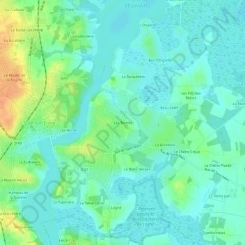 Topografische Karte Les Tertres, Höhe, Relief