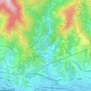 Topografische Karte Filanda Profondo, Höhe, Relief