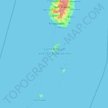 Topografische Karte Petit Nevis, Höhe, Relief