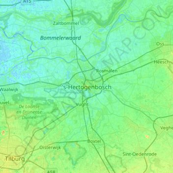 Topografische Karte Herzogenbusch, Höhe, Relief