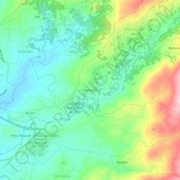 Topografische Karte Marinhão, Höhe, Relief