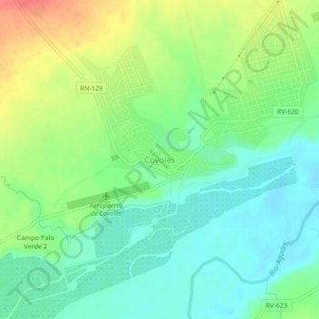 Topografische Karte Coyoles, Höhe, Relief