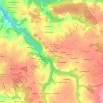 Topografische Karte Cosquer Pinard, Höhe, Relief