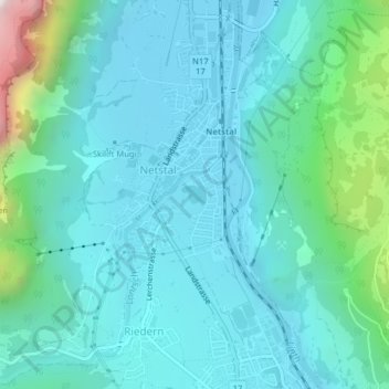 Topografische Karte Bürglen, Höhe, Relief