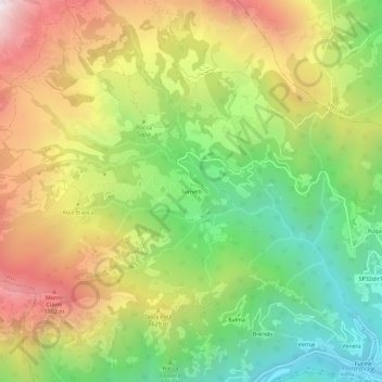 Topografische Karte Tornetti, Höhe, Relief