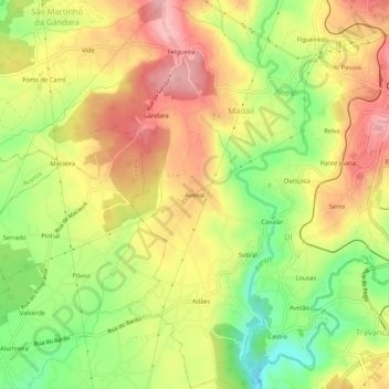 Topografische Karte Avenal, Höhe, Relief