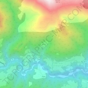 Topografische Karte Würda, Höhe, Relief