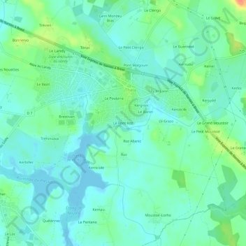 Topografische Karte Le Pont Roz, Höhe, Relief