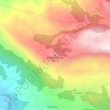 Topografische Karte Picón Rubrillo, Höhe, Relief