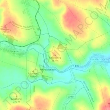 Topografische Karte Sitzenberg, Höhe, Relief