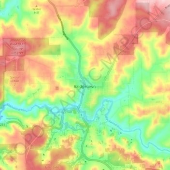 Topografische Karte Bridgetown, Höhe, Relief