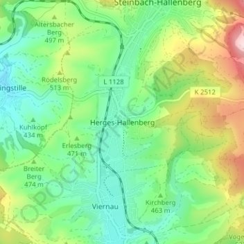 Topografische Karte Herges-Hallenberg, Höhe, Relief