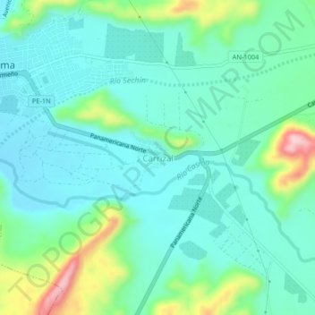 Topografische Karte Carrizal, Höhe, Relief