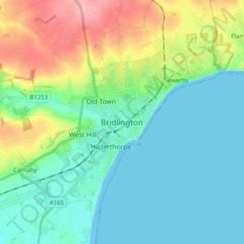 Topografische Karte Bridlington, Höhe, Relief