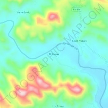 Topografische Karte El Barreal, Höhe, Relief