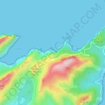Topografische Karte Mirador d'es Colomer, Höhe, Relief