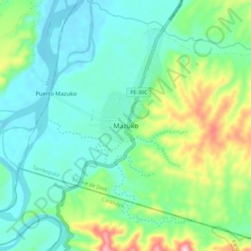 Topografische Karte Mazuko, Höhe, Relief