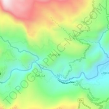 Topografische Karte Magsilay, Höhe, Relief