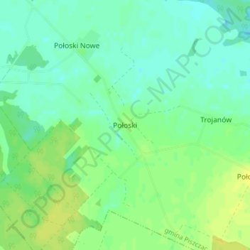 Topografische Karte Połoski, Höhe, Relief