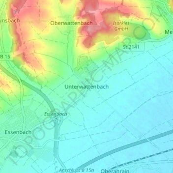 Topografische Karte Unterwattenbach, Höhe, Relief