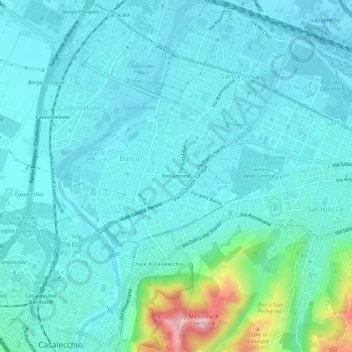 Topografische Karte Belcantone, Höhe, Relief