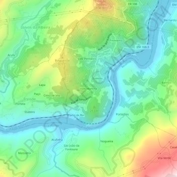 Topografische Karte Vale Moreira, Höhe, Relief