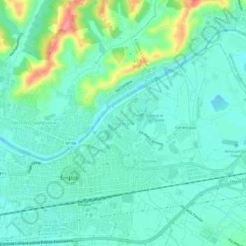 Topografische Karte Serravalle, Höhe, Relief