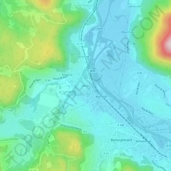 Topografische Karte Moulin, Höhe, Relief