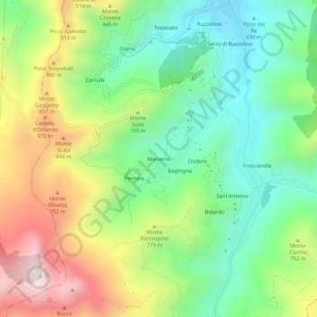 Topografische Karte Masseria, Höhe, Relief