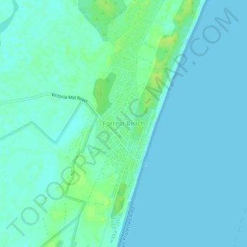 Topografische Karte Forrest Beach, Höhe, Relief