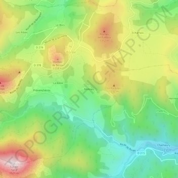Topografische Karte Molines, Höhe, Relief