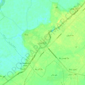 Topografische Karte Manga Mandi, Höhe, Relief