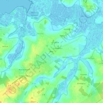 Topografische Karte Bolas, Höhe, Relief