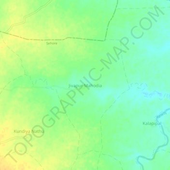Topografische Karte Jivapur Mahodia, Höhe, Relief