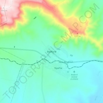 Topografische Karte Bedford, Höhe, Relief