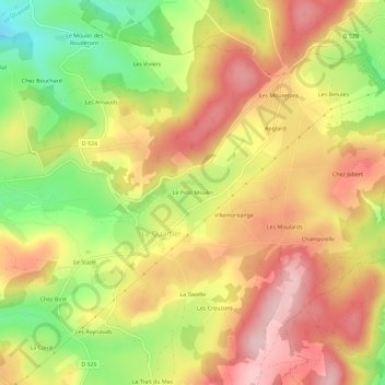 Topografische Karte Le Petit Moulin, Höhe, Relief