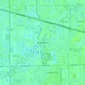 Topografische Karte Pine Island, Höhe, Relief