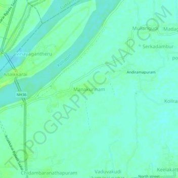 Topografische Karte Manakunnam, Höhe, Relief