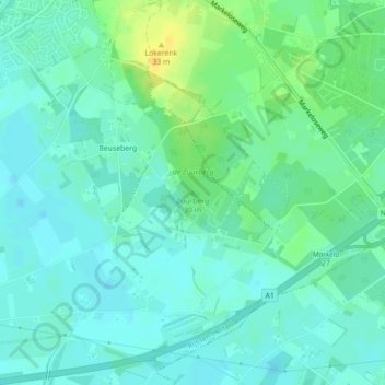 Topografische Karte Zuurberg, Höhe, Relief