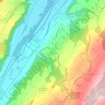 Topografische Karte Seigneux, Höhe, Relief