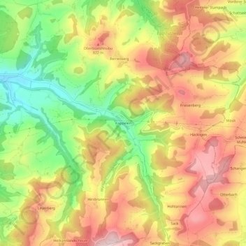 Topografische Karte Kappelen, Höhe, Relief
