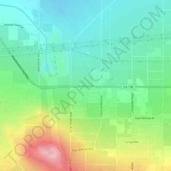 Topografische Karte Pearblossom, Höhe, Relief